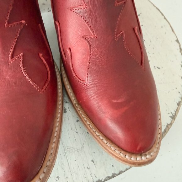 Lane CHELSEA Womens Cowboy Booties Western Red Short Ankle Boots Womens Size 8.5 - Picture 8 of 15
